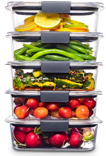 Rubbermaid Brilliance Food Storage Containers, BPA Free, Airtight Lids, Ideal for Lunch, Meal Prep & Leftovers, Set of 5 (3.2 Cup)