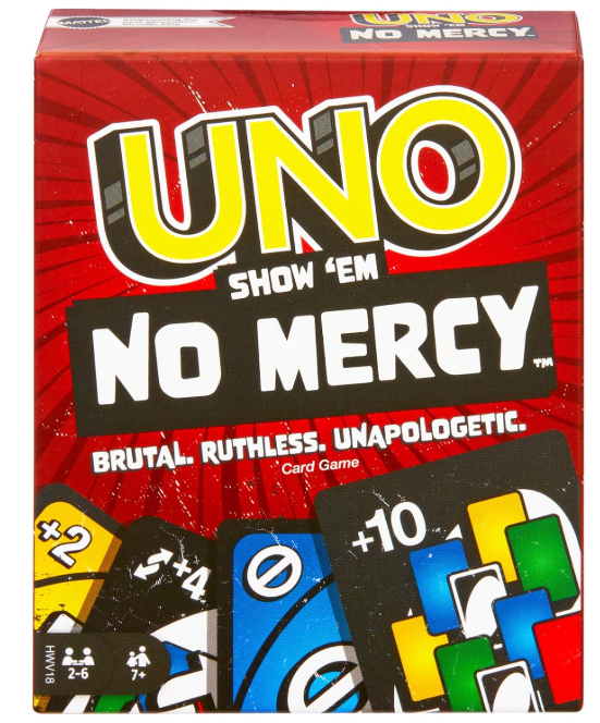 Mattel Games UNO Show ?em No Mercy Card Game for Kids, Adults & Family Parties and Travel With Extra Cards, Special Rules and Tougher Penalties., HWV18