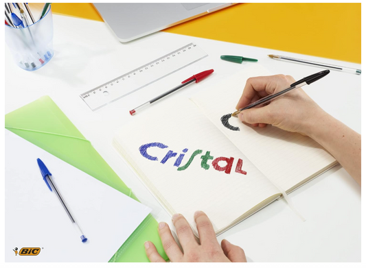 Bic Cristal Original Ballpoint Pens, Smudge-free with Medium Point (1.0 mm), Black, Ideal for Office and School, Pack of 10