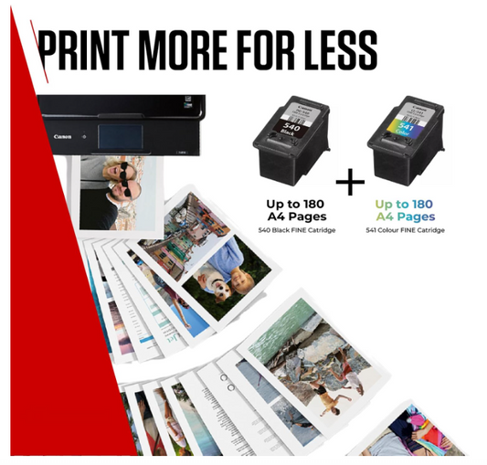 Canon Ink & Paper Multipack - PG-540/CL-541 Genuine Printer Ink Cartridges 2 Pack (1 x Black, 1 x Colour) & 4x6 Photo Paper (50 x Sheets)