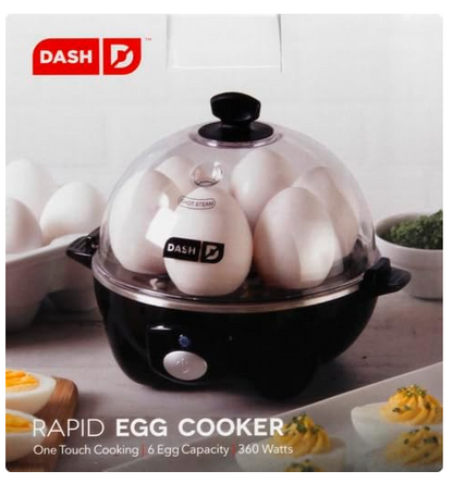 DASH Rapid Egg Cooker: 6 Egg Capacity Electric Egg Cooker for Hard Boiled Eggs, Poached Eggs, Scrambled Eggs, or Omelets with Auto Shut Off Feature - Black