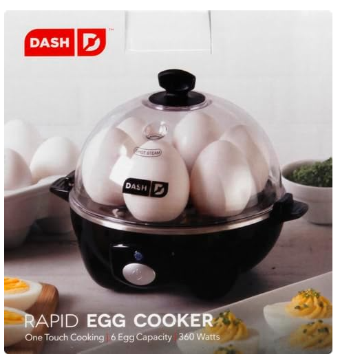 DASH Rapid Egg Cooker: 6 Egg Capacity Electric Egg Cooker for Hard Boiled Eggs, Poached Eggs, Scrambled Eggs, or Omelets with Auto Shut Off Feature - Black