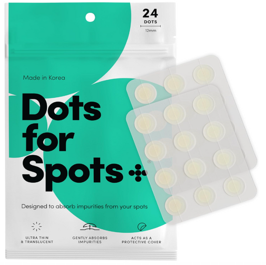 Dots for Spots Acne Patches - Pack of 24 Translucent Hydrocolloid Pimple Patch Spot Treatment Stickers for Face and Body - Fast-Acting, Vegan & Cruelty Free Skin Care