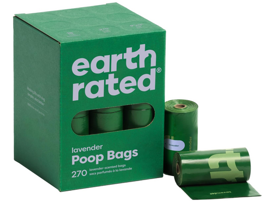 Earth Rated Poop Bags for Dogs, Guaranteed Leak Proof and Extra Thick Waste Bag Refill Rolls, Lavender Scented, 270 Count