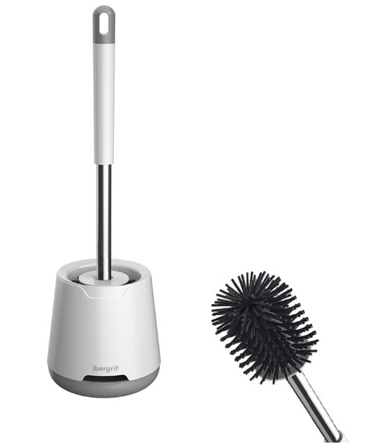 Ibergrif M34152 Silicone Toilet Brushes & Holders, Deep Cleaner, Toilet Brush with Quick Drying Holder Set for Bathroom