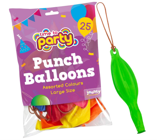 25x Large Punch Balloons for Kids Ideal Party Bag Fillers - 12 Inch Large Size - Assorted Colours - Fun Children’s Party Ideas - Thick & Strong - Easy to Inflate