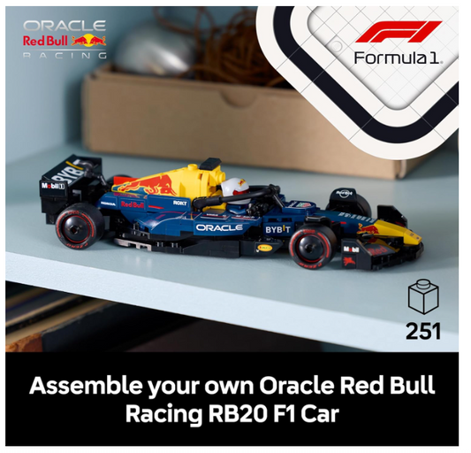 LEGO Speed Champions Oracle Red Bull Racing RB20 F1 Race Car Model with a Collectible Formula 1 Driver Minifigure - Display Set for Adult Motorsport & Racing Fans 77243