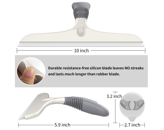 MR.SIGA Multi-Purpose Squeegee for Window, Glass, Shower Door, Car, Heavy Duty Window Scrubber, Suction Hook Included, 10 inch, White & Gray