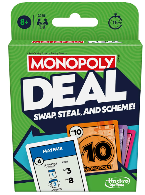 Monopoly Hasbro Gaming Deal Strategy Card Game for 8+ Year Old Kids, for 2-5 Players, Family Games for Children and Adults