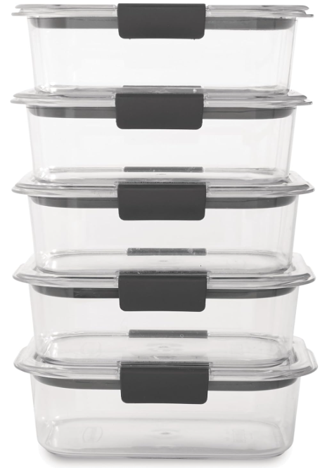Rubbermaid Brilliance Food Storage Containers, BPA Free, Airtight Lids, Ideal for Lunch, Meal Prep & Leftovers, Set of 5 (3.2 Cup)