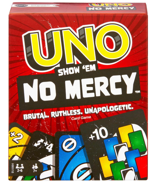 Mattel Games UNO Show ?em No Mercy Card Game for Kids, Adults & Family Parties and Travel With Extra Cards, Special Rules and Tougher Penalties., HWV18