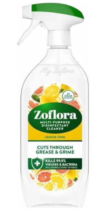 Zoflora Lemon Zing Multipurpose Disinfectant Trigger Spray, 1 x 800ml, Antibacterial Multi-Surface Cleaner, Pet-Friendly, Kills 99.9% of Bacteria & Viruses